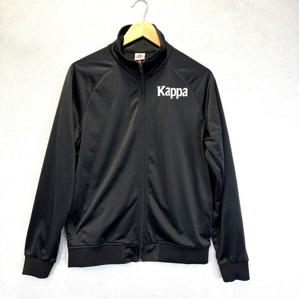 KAPPA‎ Track Jacket Mens Medium Black Full Zip Stretch Logo Gym Athletic Sporty